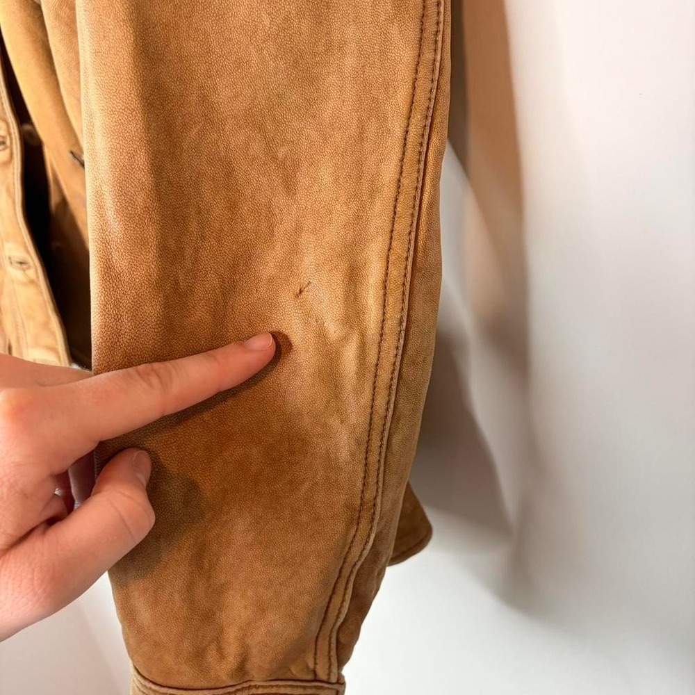 Vintage Coldwater Creek Tan leather Flight Jacket - Picture 6 of 8